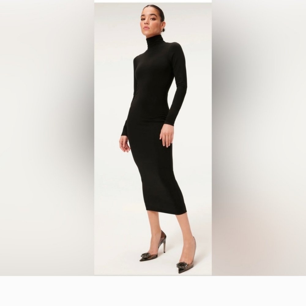 Good american black turtle neck dress